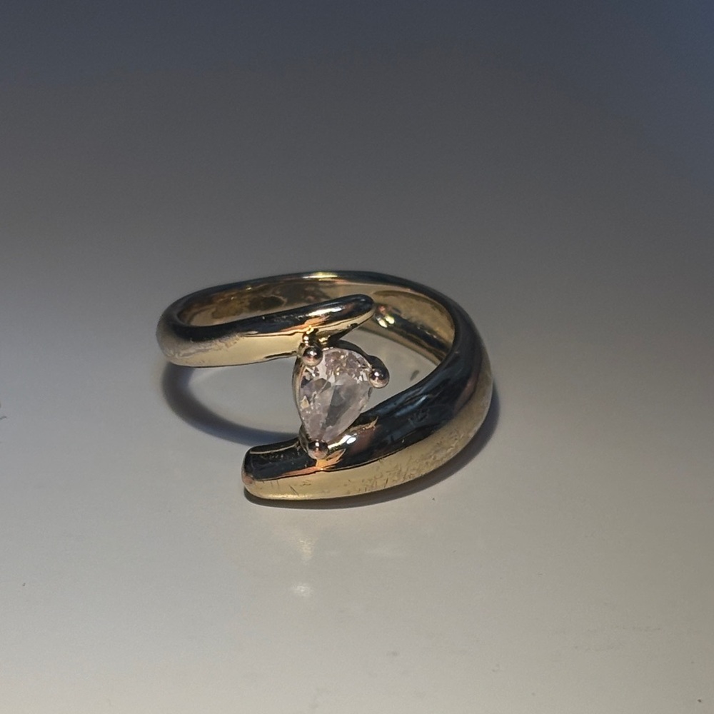 Gold Plated Pear Ring-Women Jewelry